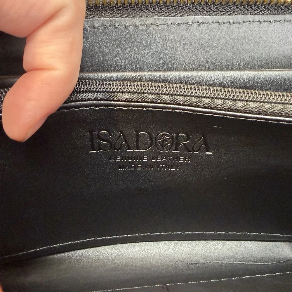 Isadora Leather Cowhide Hair on Hide Zip Around Wallet Italy Western Boho NEW